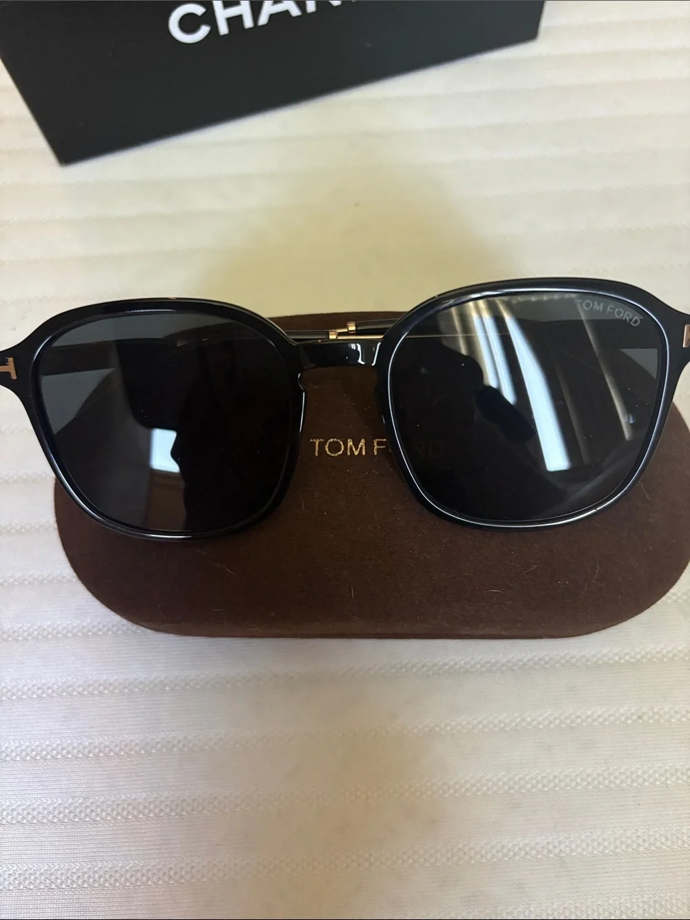 Tom Ford Black Frame Sunglasses with Dark Lenses sleek design Quiet Luxury